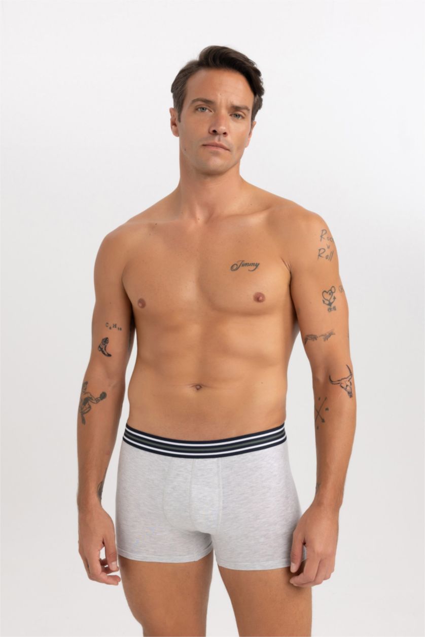 رجالي ميلانج رمادي بوكسر قصة عادية من 3 قطع