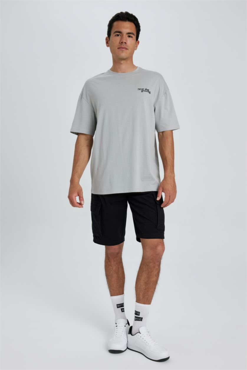 MAN Light Grey Comfort Fit Crew Neck Printed Short Sleeve T-Shirt