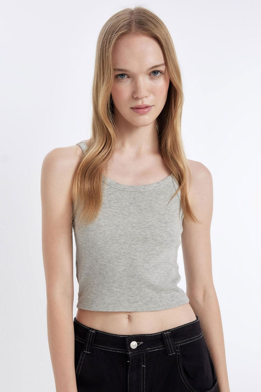 FEMME Gris Débardeur Coupe Slim