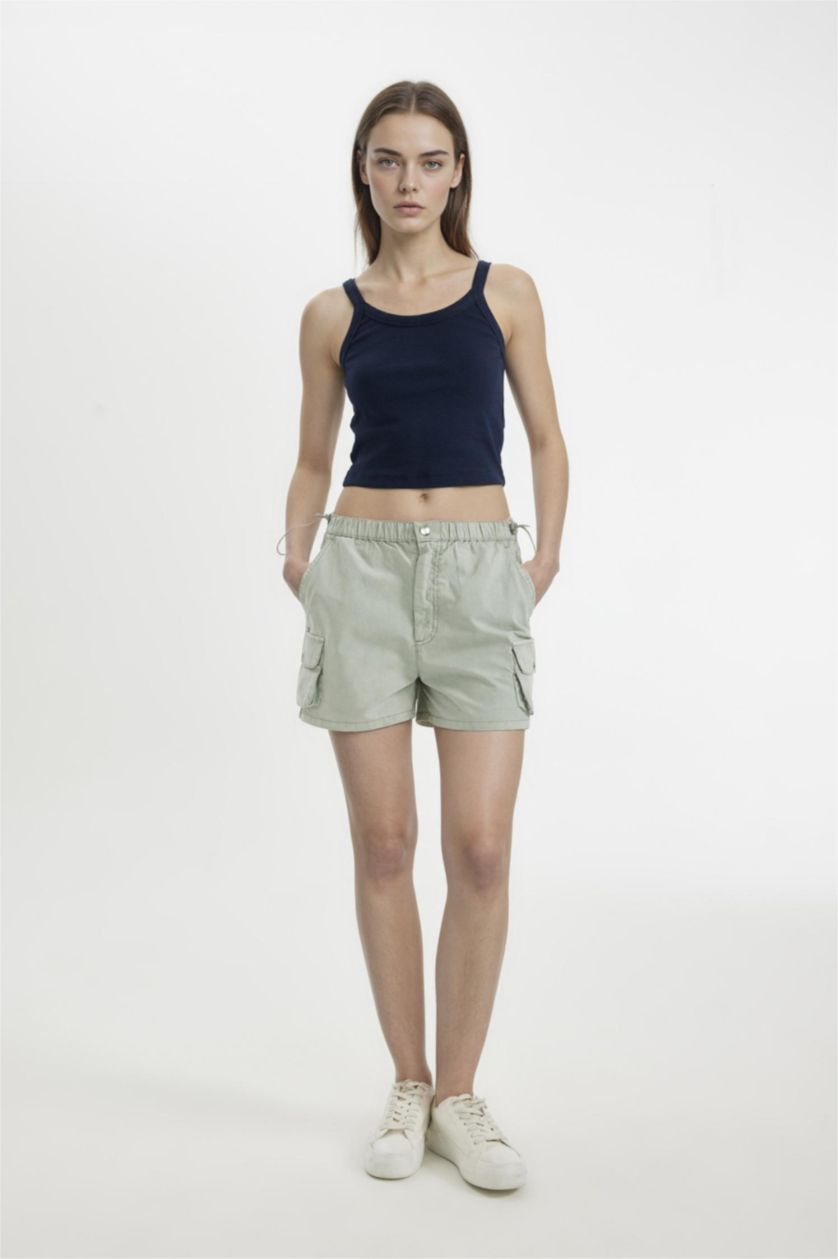 WOMAN NAVY Fitted Corduroy Basic Tank Top
