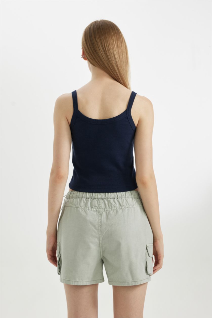 WOMAN NAVY Fitted Corduroy Basic Tank Top
