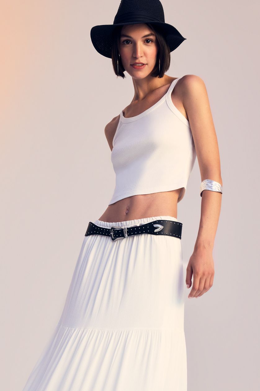 Kadın Kırık Beyaz Fitted Vücuda Oturan Fitilli Kaşkorse Basic Düz Atlet