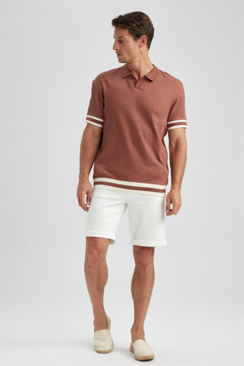 MAN Light Brown Regular Fit Short Sleeve Polo T-Shirt
