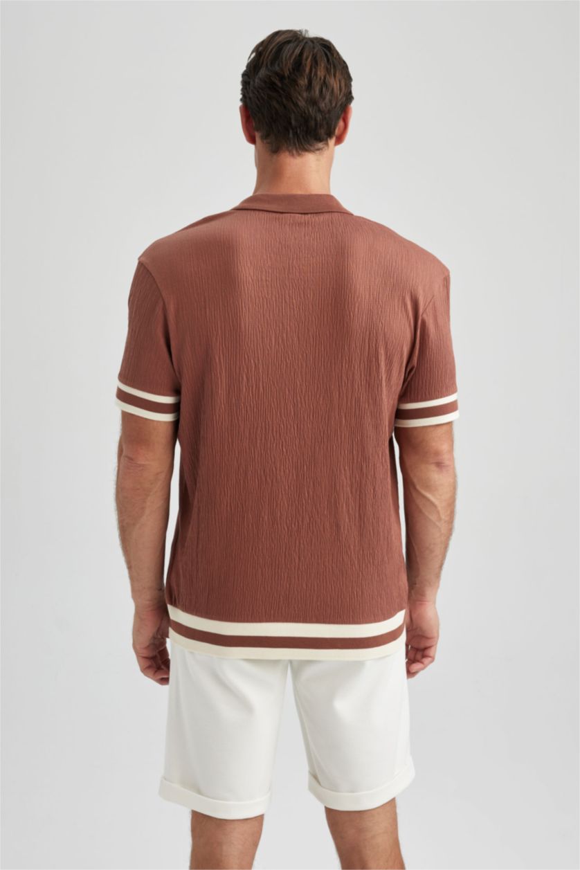 MAN Light Brown Regular Fit Short Sleeve Polo T-Shirt