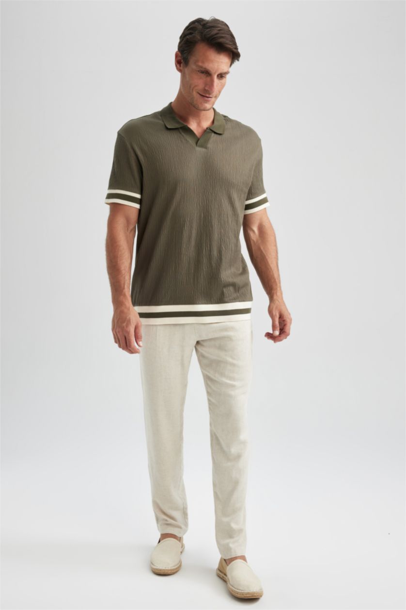 HOMME Kaki Polo Coupe Régulière Col resort