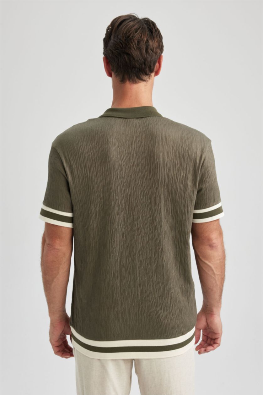 HOMME Kaki Polo Coupe Régulière Col resort