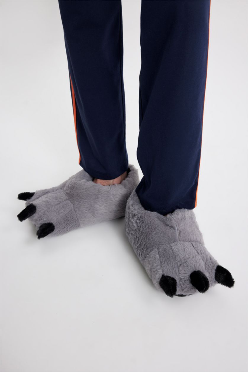 رجالي رمادي شبشب بيت حريمي بكعب مسطح