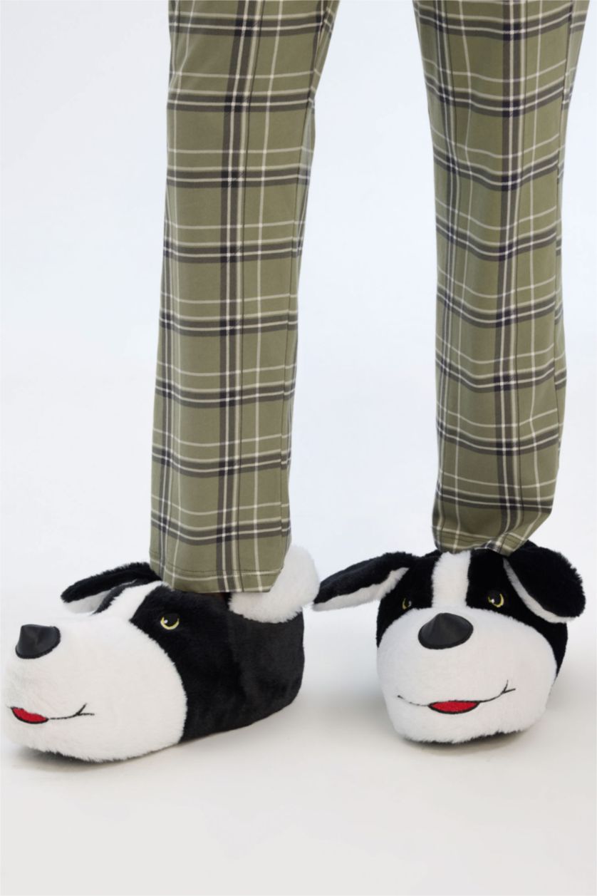 رجال أسود حذاء منزلي بكعب مسطح