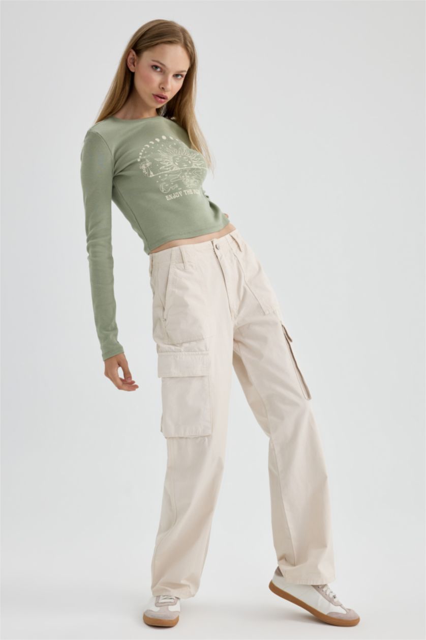 FEMME Écru Foncé Pantalon Gabardine Coupe Standard