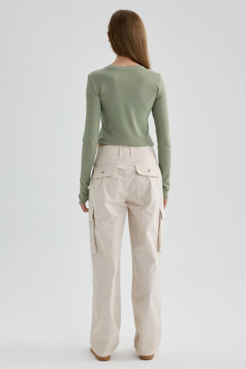 FEMME Écru Foncé Pantalon Gabardine Coupe Standard