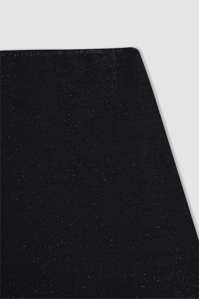 Kadın Siyah Parlak Kumaş Mini Plaj Eteği-Fall in Love