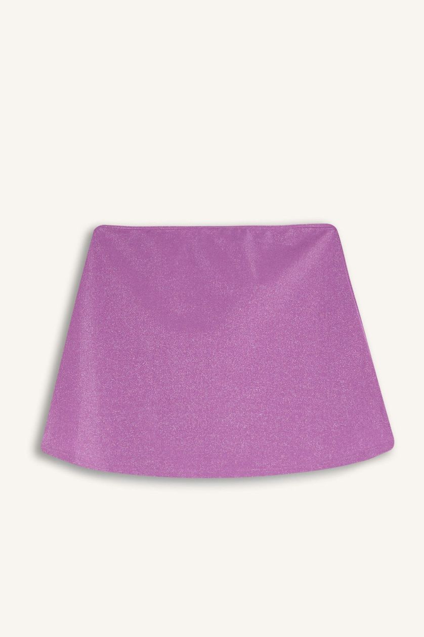 حريمي بنفسجي جيبة بحر قصير قماش لامع قصة عادية