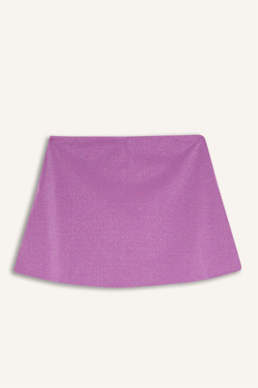 حريمي بنفسجي جيبة بحر قصير قماش لامع قصة عادية