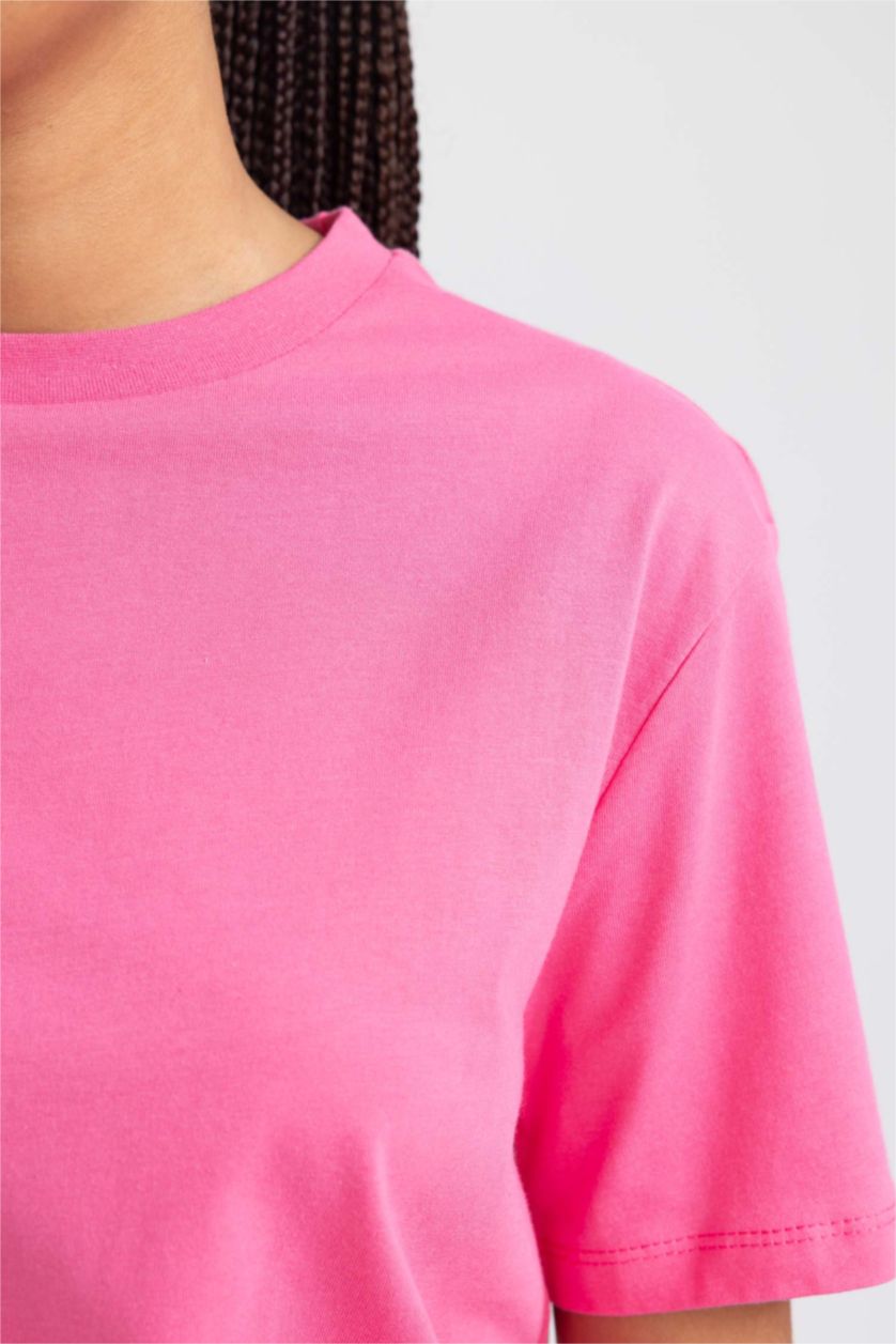 Kadın Pembe Regular Fıt Kısa Kollu Tişört
