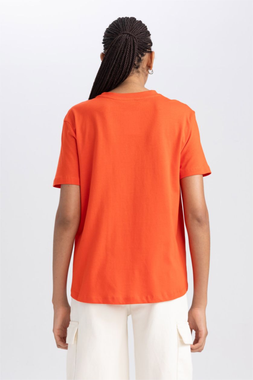 Kadın Kırmızı Regular Fıt Kısa Kollu Tişört