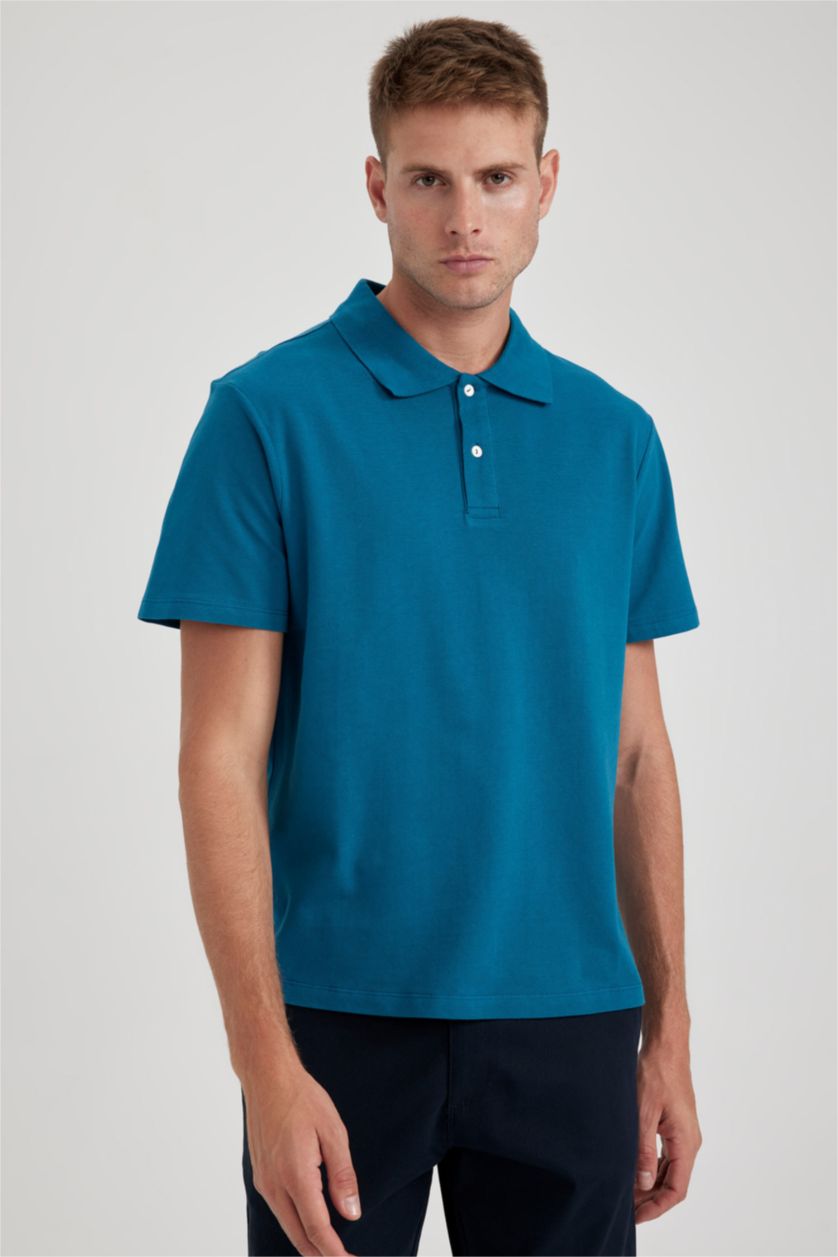 Man Dark Green Regular Fit Polo Shirt Cotton Polo T-Shirt