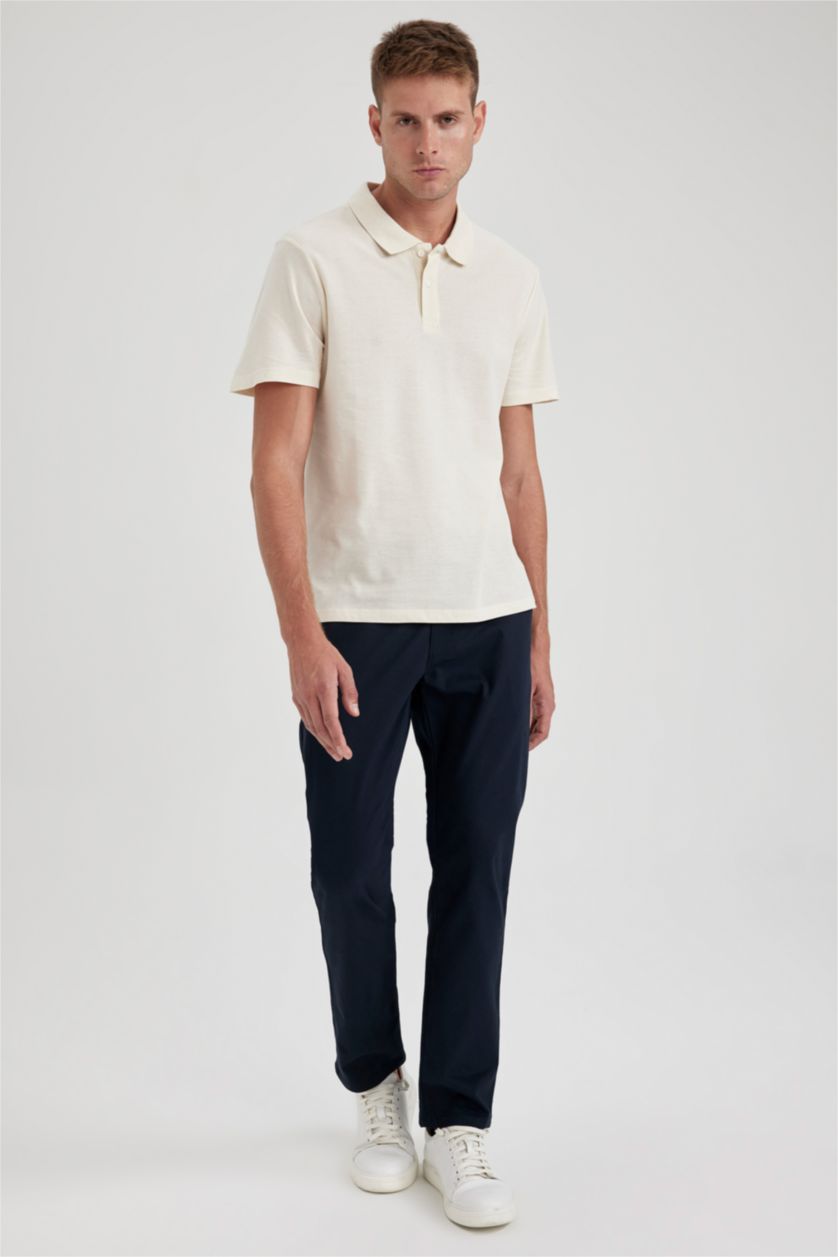 Man Light Stone Regular Fit Cotton Short Sleeve Polo T-Shirt