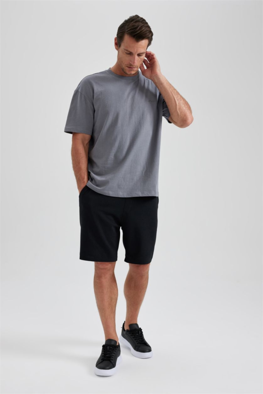 Erkek Siyah Regular Fıt Şort