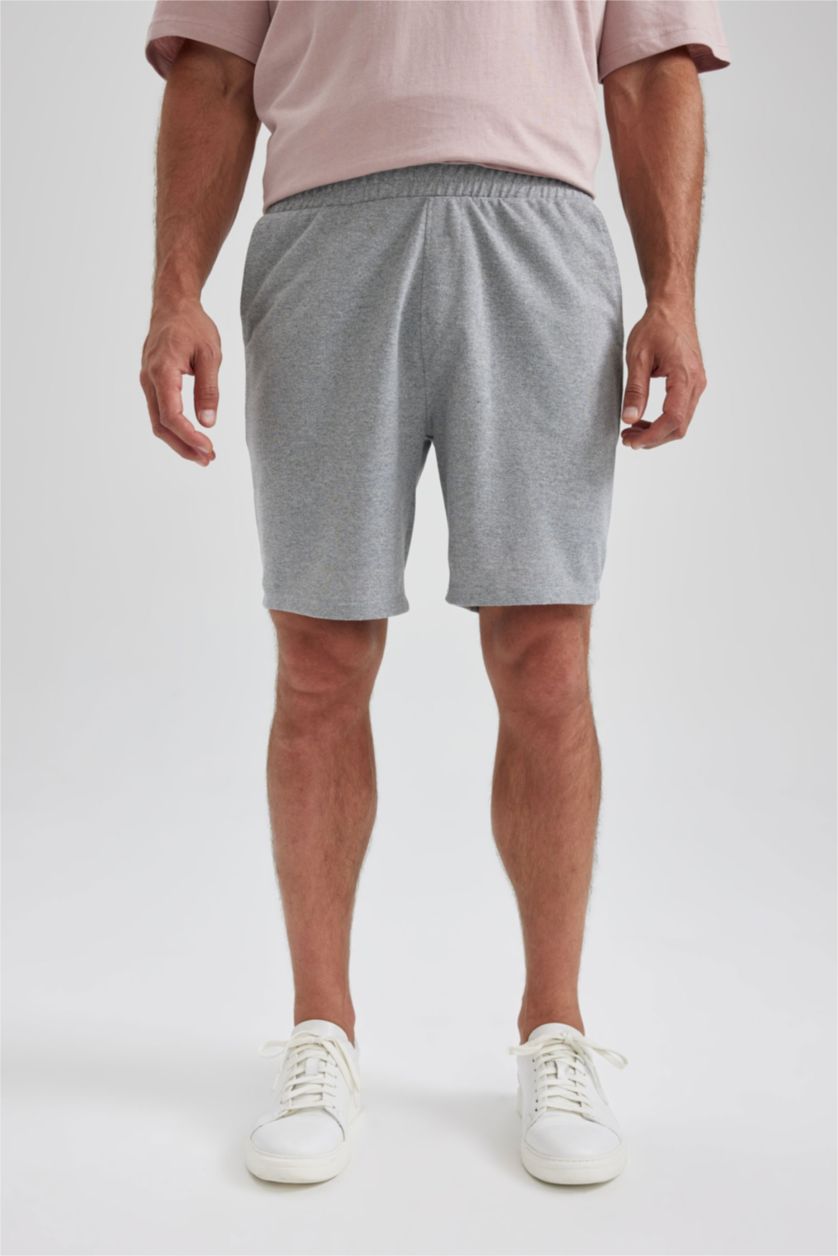 Erkek Açık Gri Melange Regular Fıt Şort