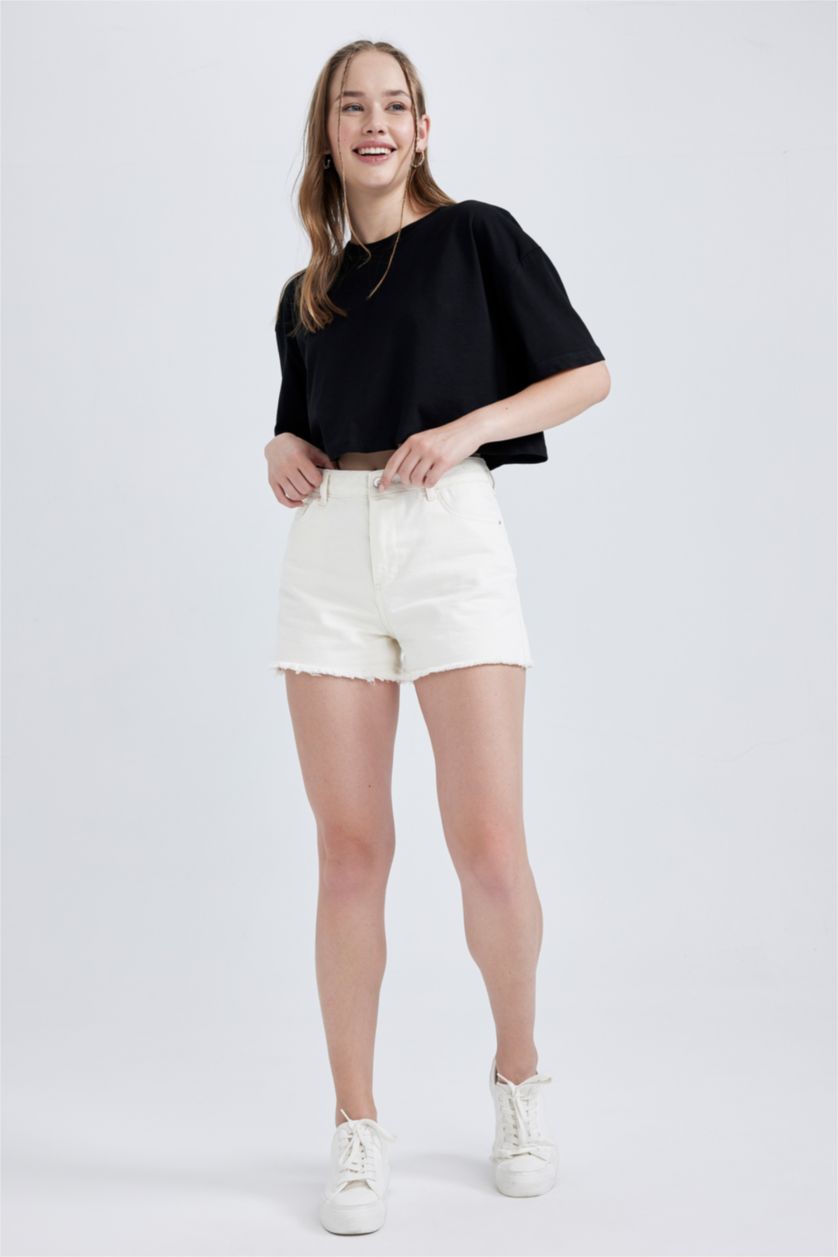 Woman Black Oversize Fit Cotton Short Sleeve T-Shirt
