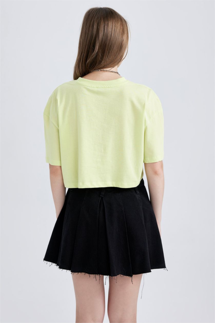 Kadın Açık Yeşil Oversıze Pamuklu Kısa Kollu Tişört