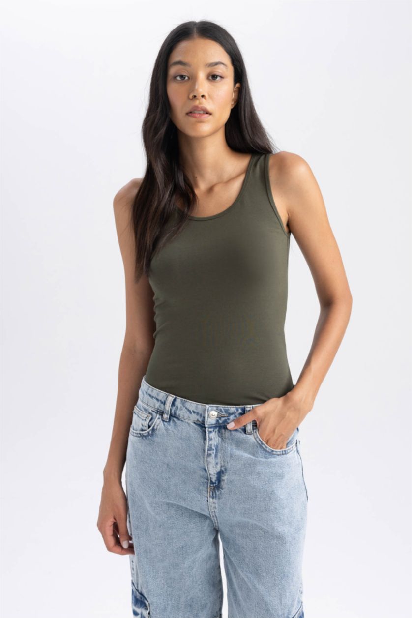 نساء كاكي غامق كيمونه سليم فيت بحمالات