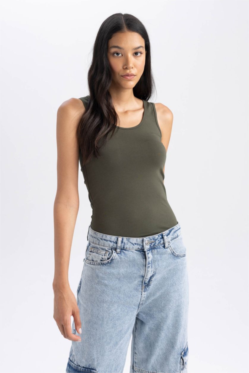 نساء كاكي غامق كيمونه سليم فيت بحمالات