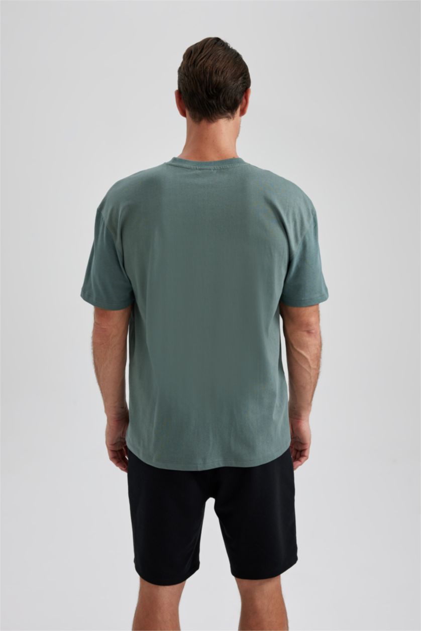 Men Green Oversize Fit Short Sleeve T-Shirt