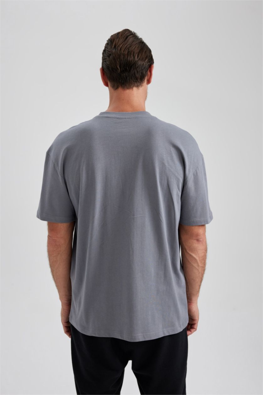 Man Grey Oversize Fit Short Sleeve T-Shirt
