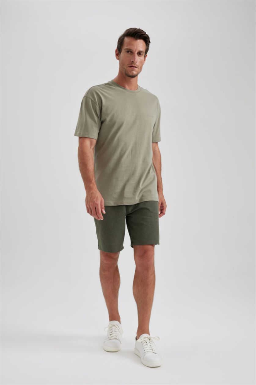 Men Light Khaki Oversize Fit Short Sleeve T-Shirt