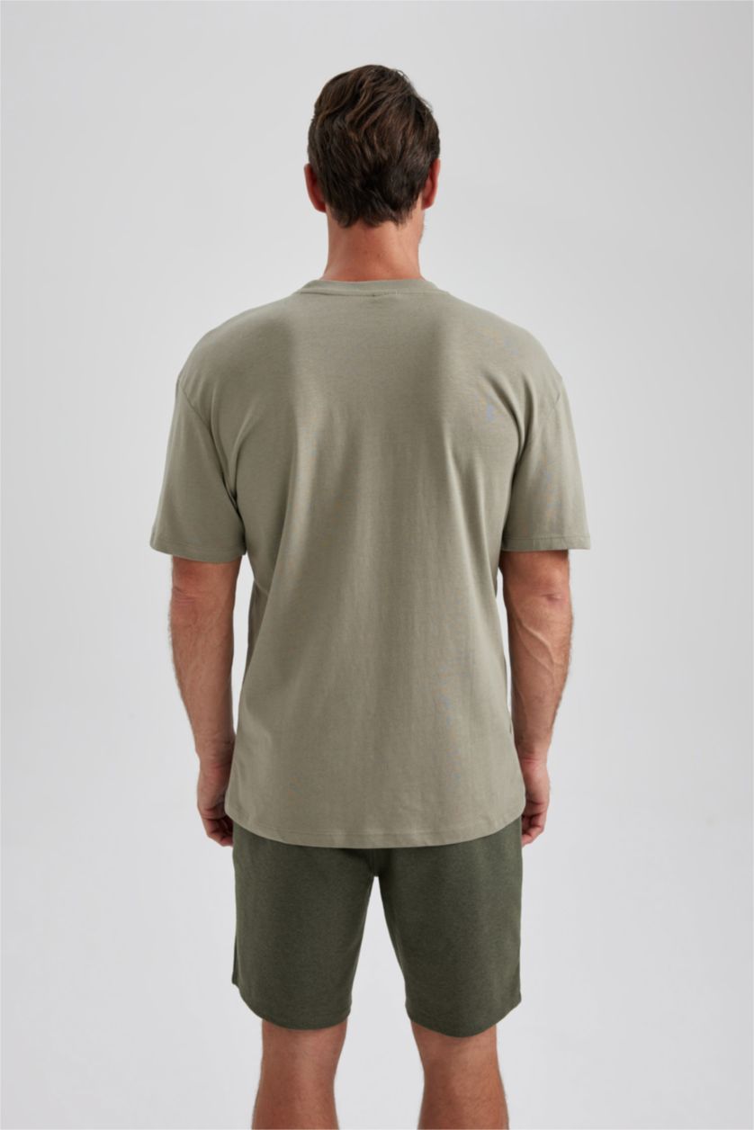 Men Light Khaki Oversize Fit Short Sleeve T-Shirt
