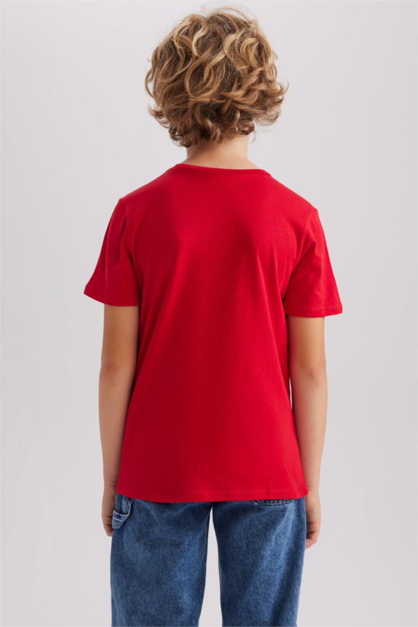 أولاد أحمر تي شيرت ولادي ردن طويل قصة عادية