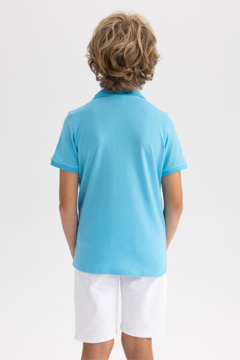 Young Boys - Teen Boys Turquoise Boy Regular Fit Polo Collar Pique Polo T-Shirt