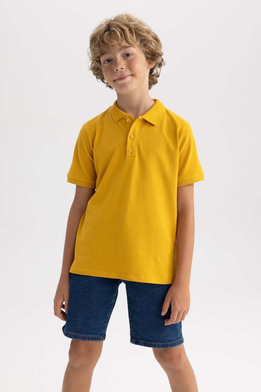 Young Boys - Teen Boys Yellow Regular Fit Short Sleeve Polo T-Shirt