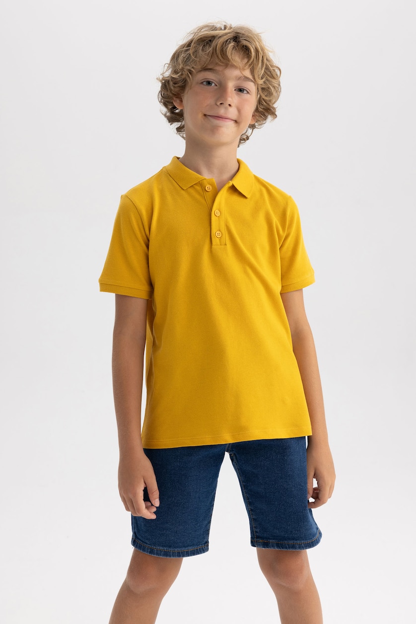 Young Boys - Teen Boys Yellow Regular Fit Short Sleeve Polo T-Shirt