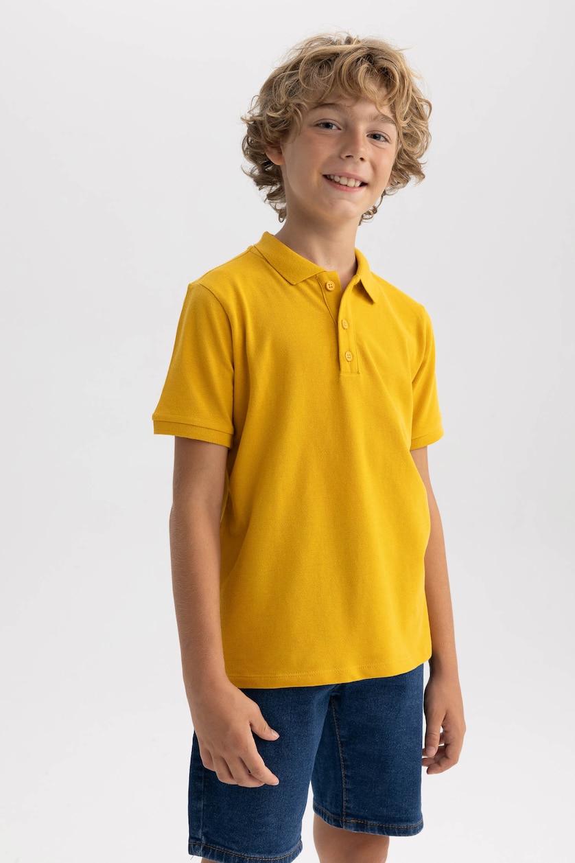 Young Boys - Teen Boys Yellow Regular Fit Short Sleeve Polo T-Shirt