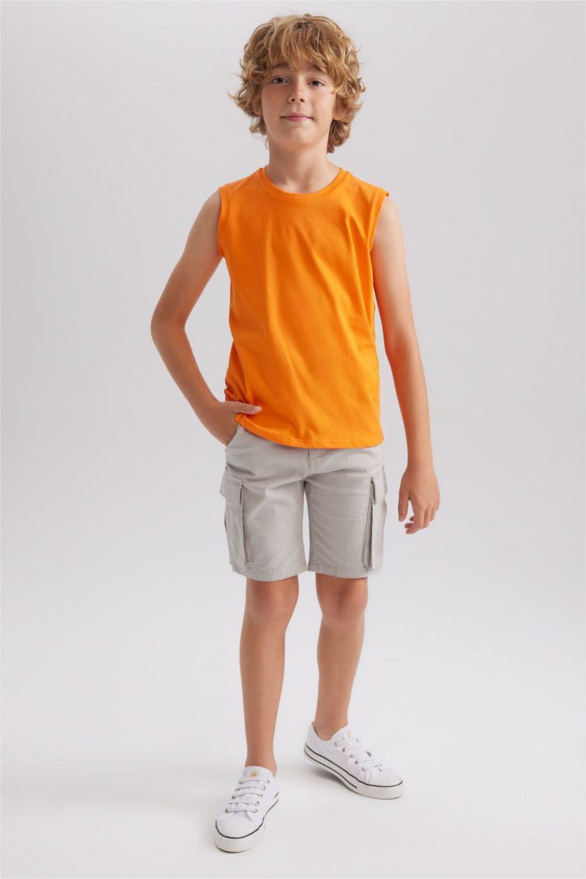 Boys & Teens Orange Boy Regular Fit Tank Top