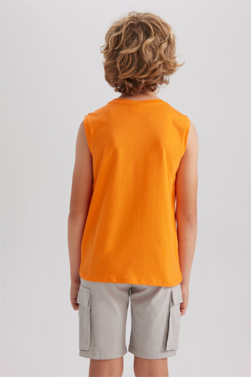 Boys & Teens Orange Boy Regular Fit Tank Top