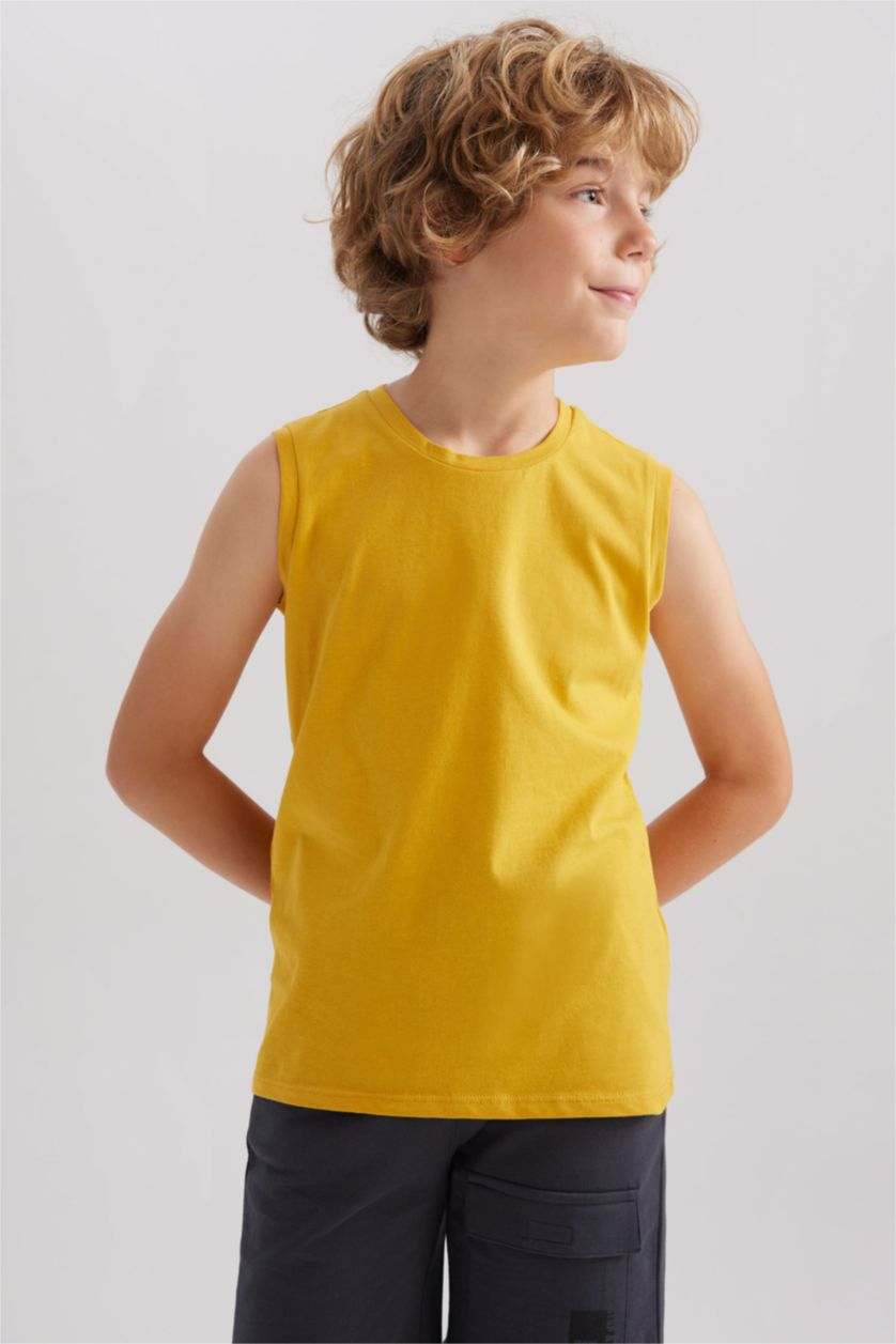 Boys & Teens Yellow Boy Regular Fit Tank Top