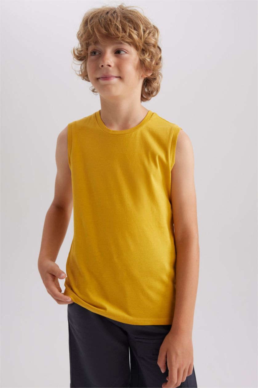 Boys & Teens Yellow Boy Regular Fit Tank Top