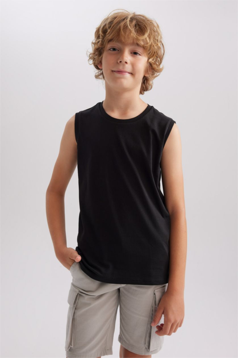 Young Boys - Teen Boys Black Boy Regular Fit Tank Top