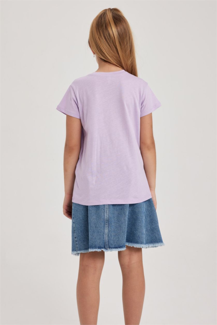 بنات أرجواني تي شيرت بناتي نص ردن قصة عادية