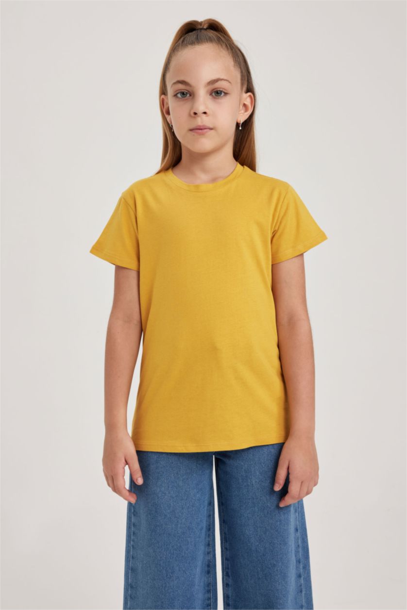 GIRLS & TEENS Yellow Girl Regular Fit Short Sleeve T-Shirt