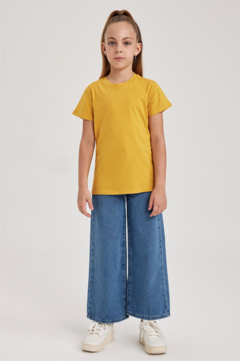 GIRLS & TEENS Yellow Girl Regular Fit Short Sleeve T-Shirt