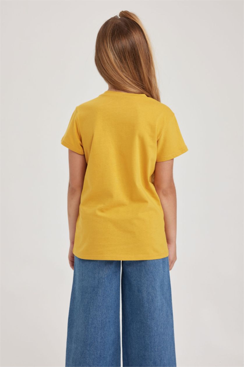 GIRLS & TEENS Yellow Girl Regular Fit Short Sleeve T-Shirt