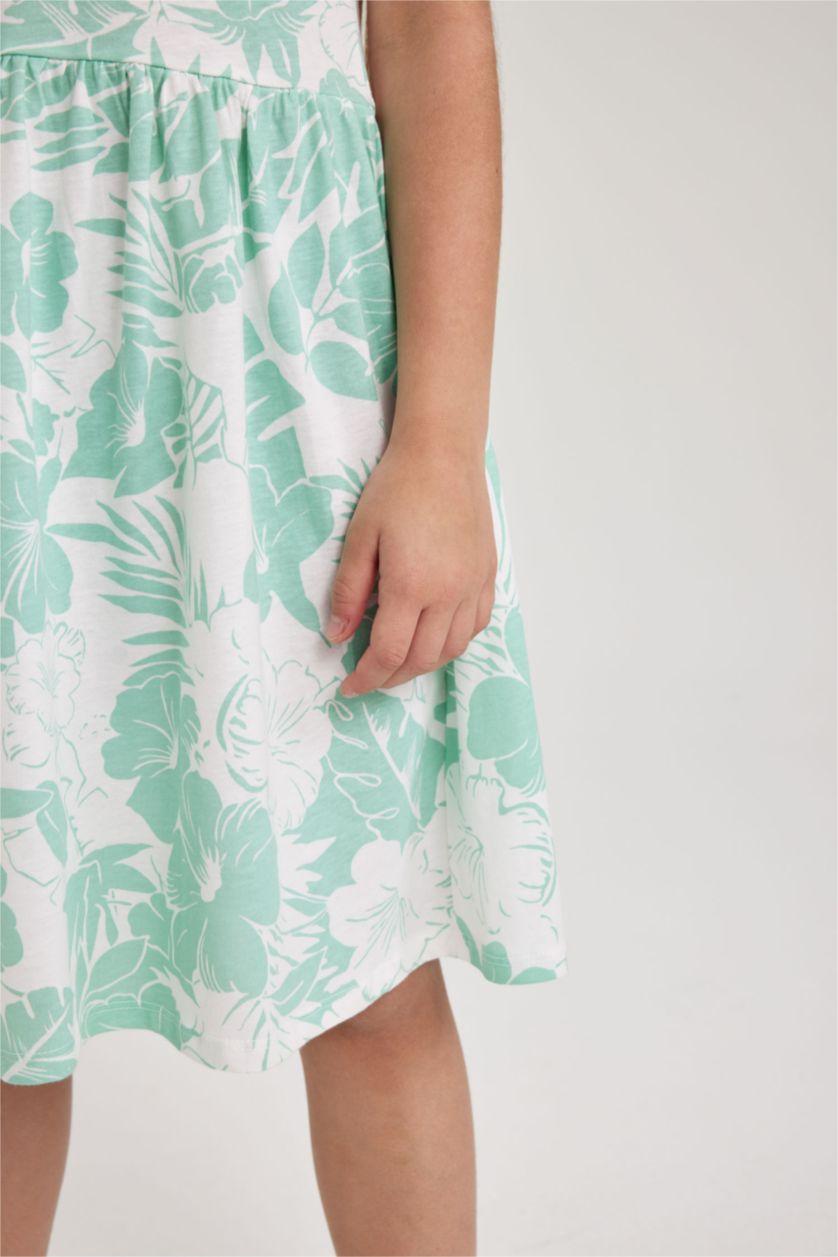 Kız Çocuk - Genç Kız Mint Desenli Pamuklu Askılı Elbise Kız Çocuk