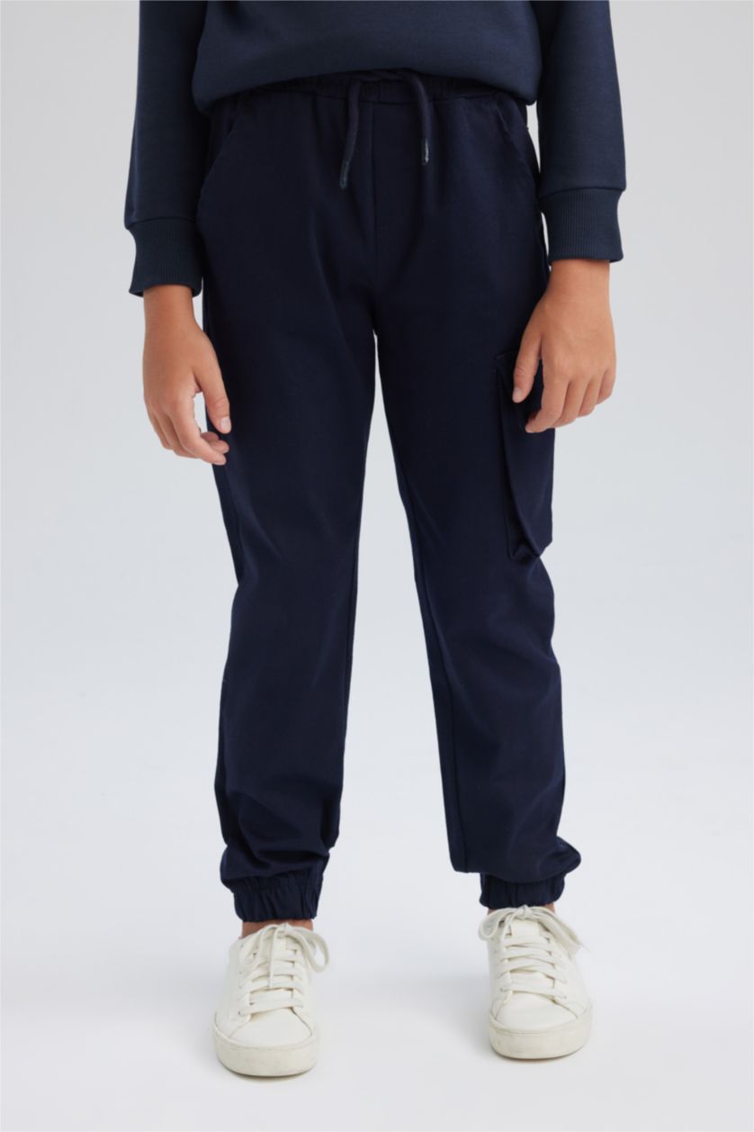 Erkek Çocuk - Genç Erkek Lacivert Erkek Çocuk Lacivert Kargo Jogger Gabardin Okul Pantolonu