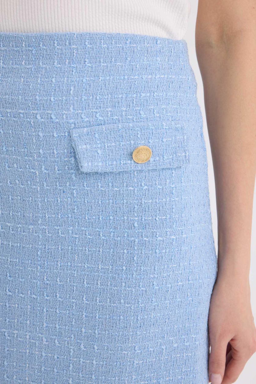 WOMAN Light Blue A Cut Lined Normal Waist Mini Skirt
