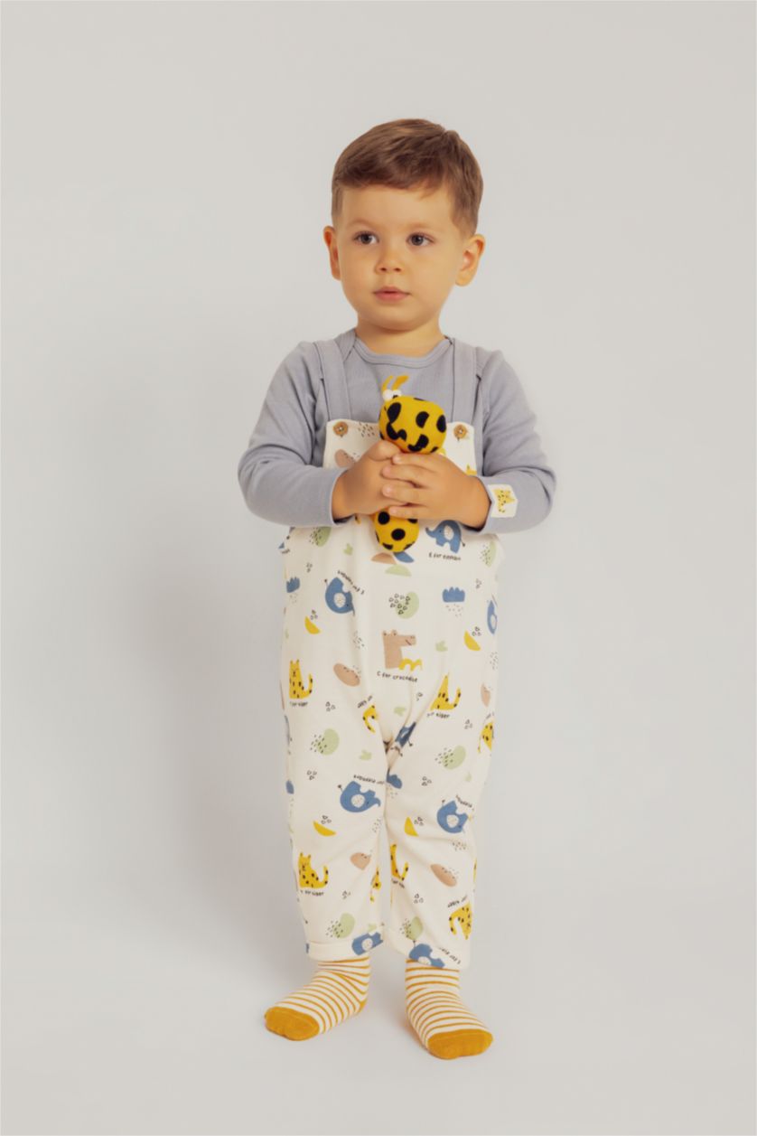 BABY GIRL Light Blue Baby Boy Dinosaur Printed Long Sleeve T-Shirt Jumpsuit 2 Piece Set