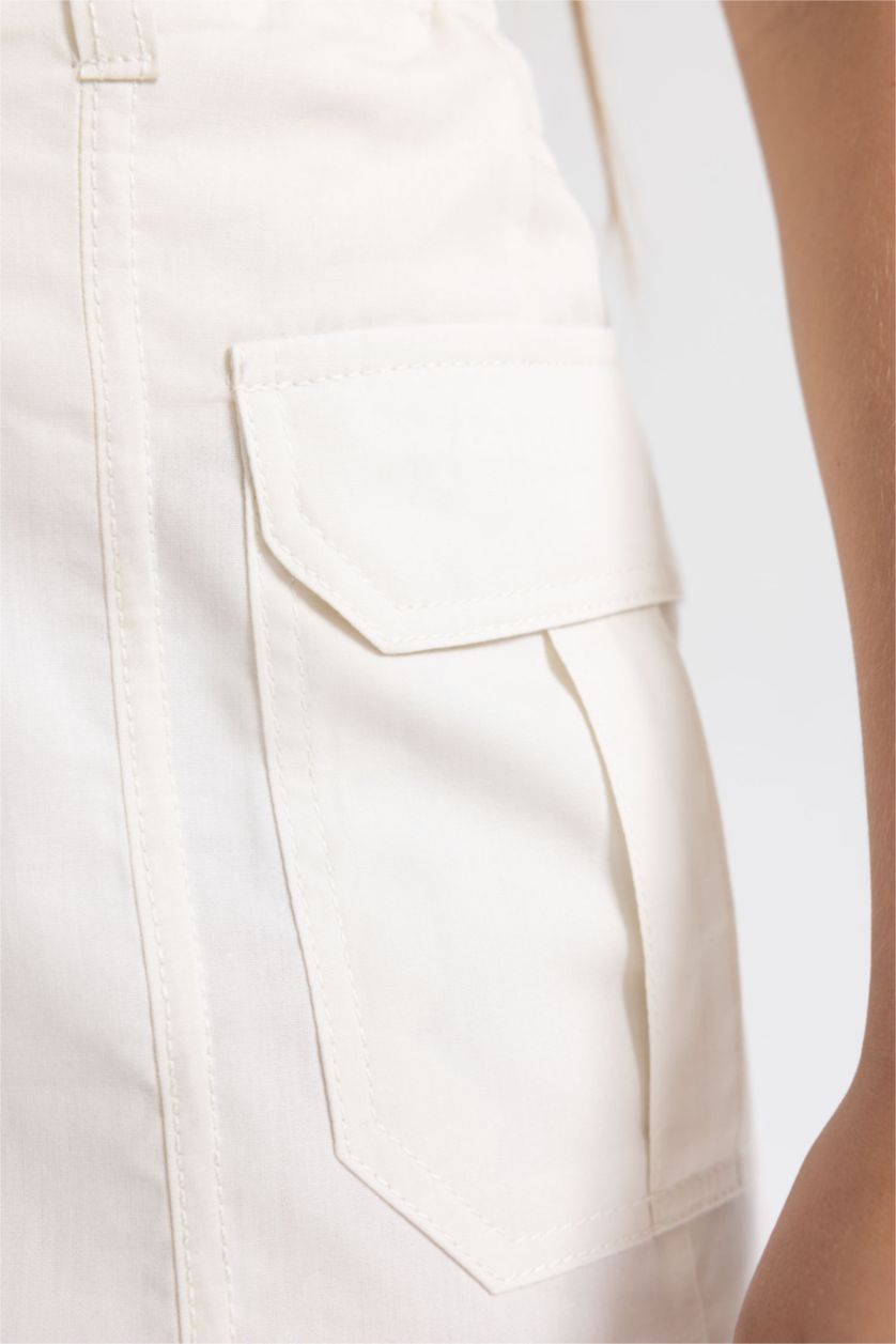 بنات اللون الحجري تنورة بناتي بوبلين